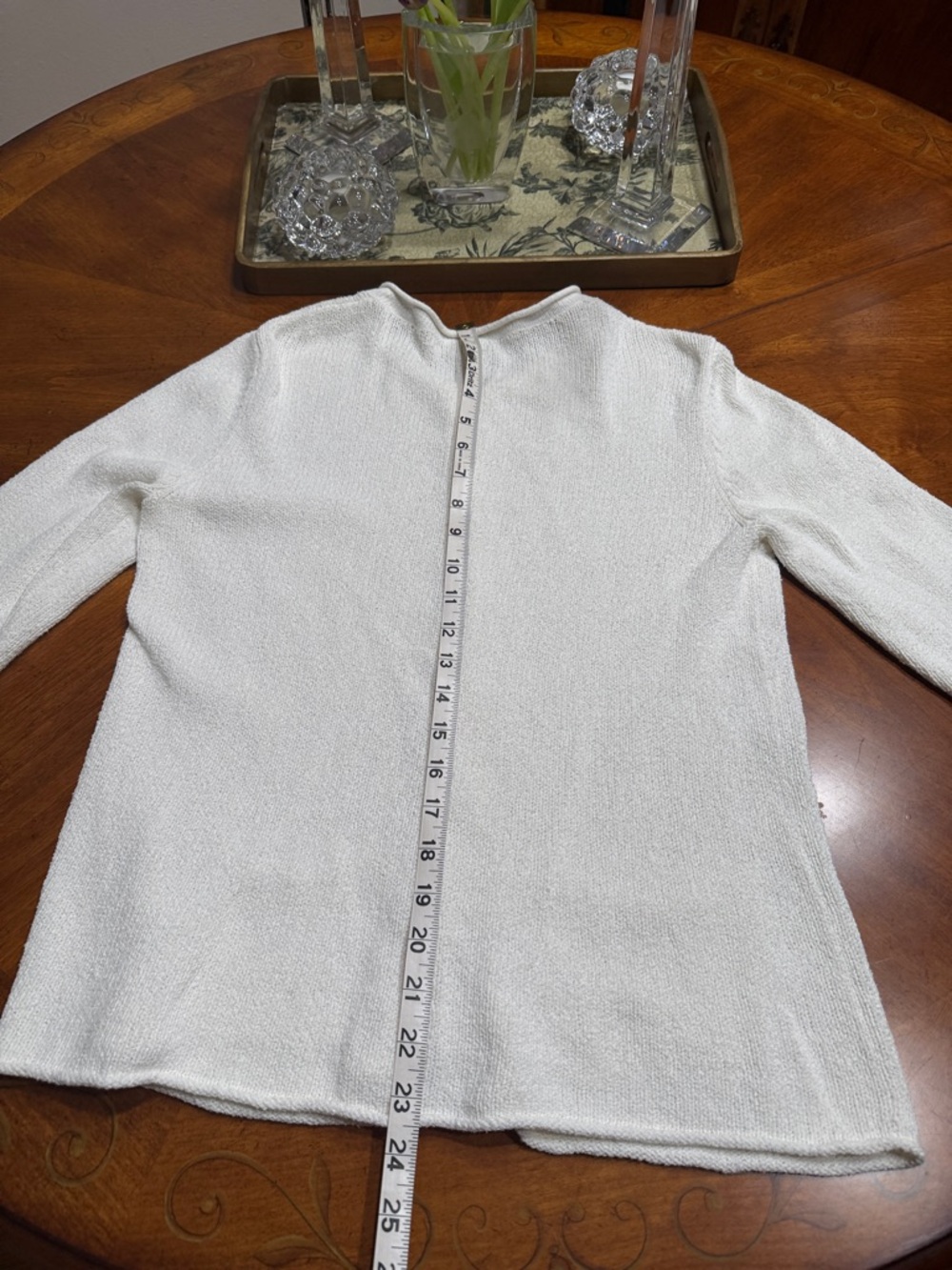 Eileen Fisher White Cotton Zip Up Cardigan - Picture 4 of 4